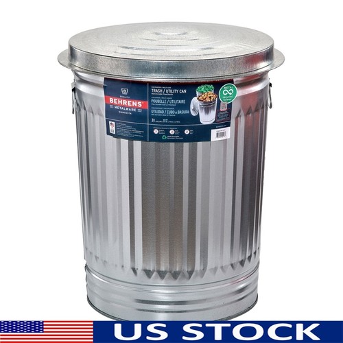 Galvanized steel trash can - galvanized,