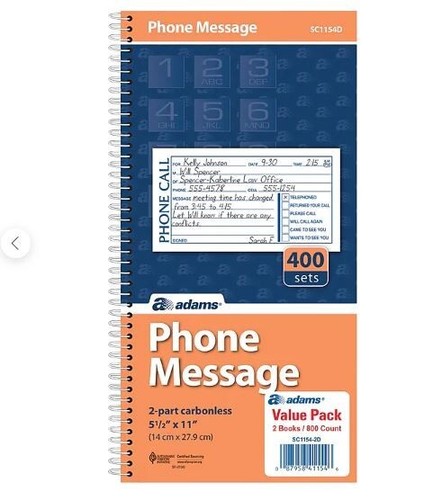 Adams phone message books - message,