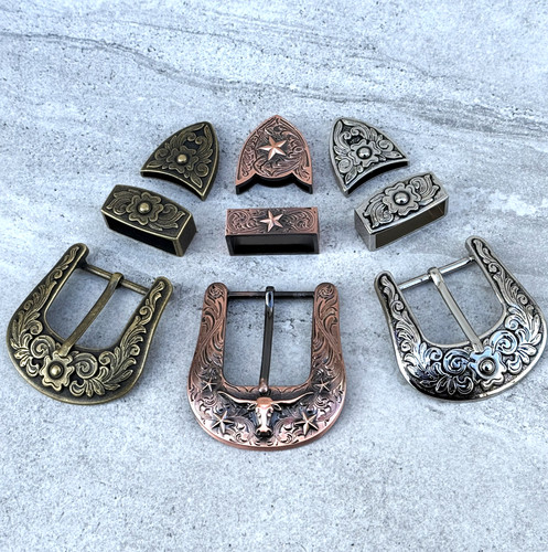Western piece belt buckle - western, 3-piece
