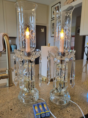 Antique crystal candleabras - pr,