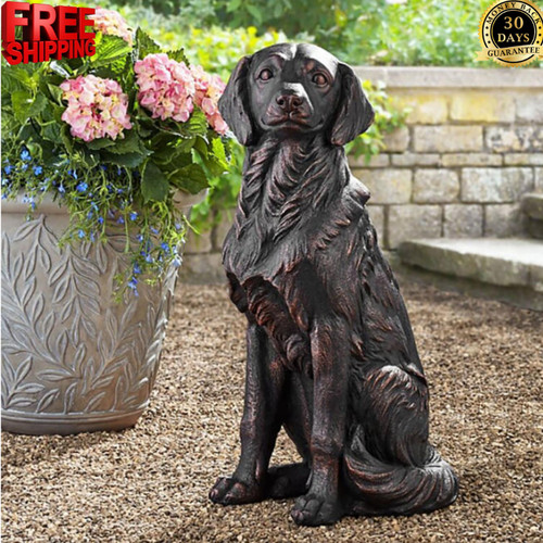 Golden retriever dog statue - golden,