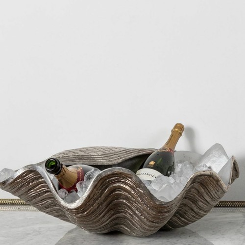 Chrome clam shaped wine - chrome, cooler