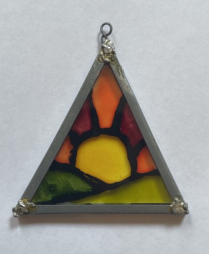 Vintage stained glass sunset - vintage,