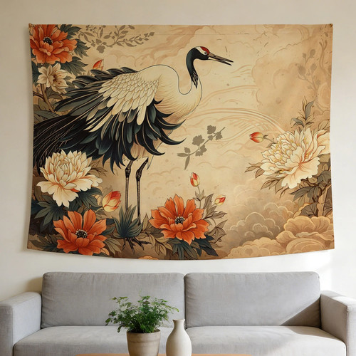 Crane tapestry oriental - tapestry,