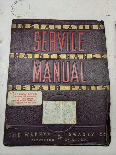 Warner swasey service manual - &,
