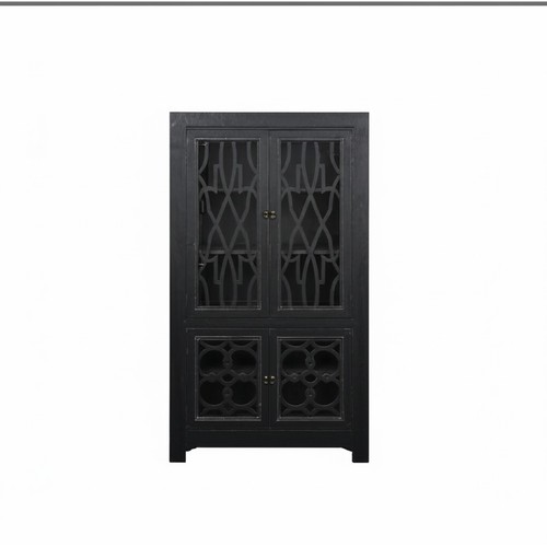 Distressed black latticework - black,