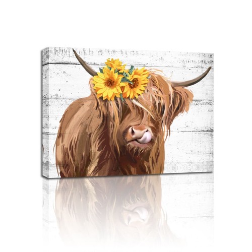 Sunflower highland cow wall - sunflower,
