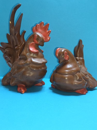 Vintage rooster hen pottery - rooster, &