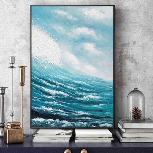 Abstract blue sea hand painted - abstract,