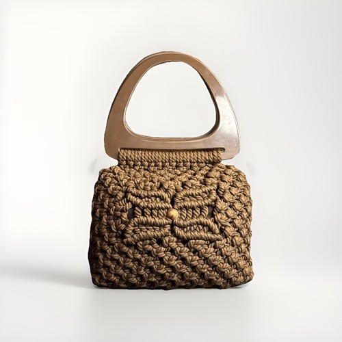 Vintage macrame woven purse - woven,