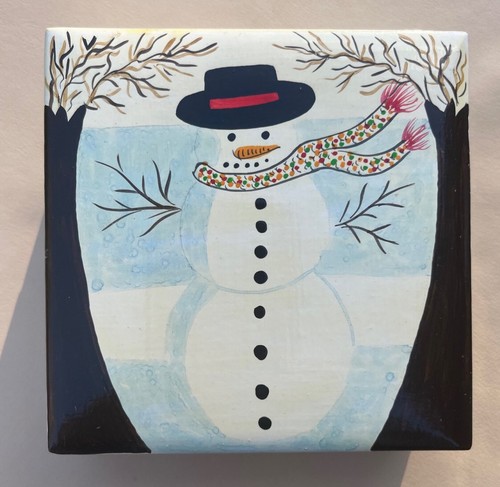 Nos vtg snowman wood coasters - snowman,