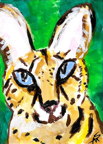 Print cat painting aceo - of,