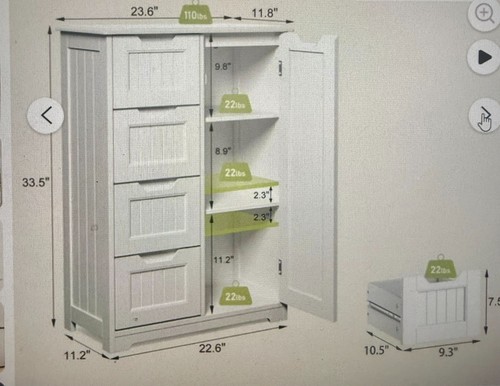White cabinet with - , and