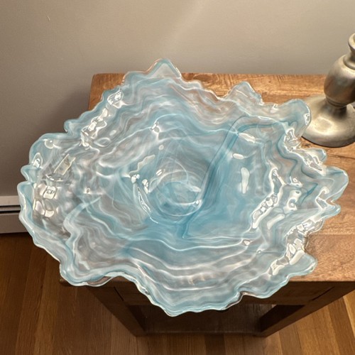 Blue white swirl art blown - swirl,