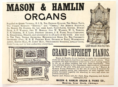 1888 mason hamlin organs - hamlin,