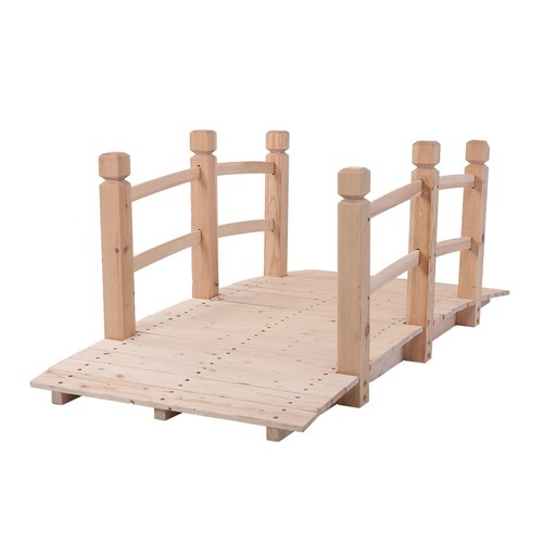 Wood garden bridge - garden, lawn