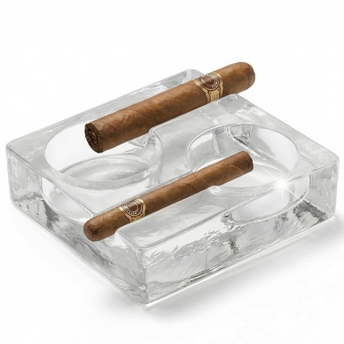 Clear glass cigar ashtray - cigar,