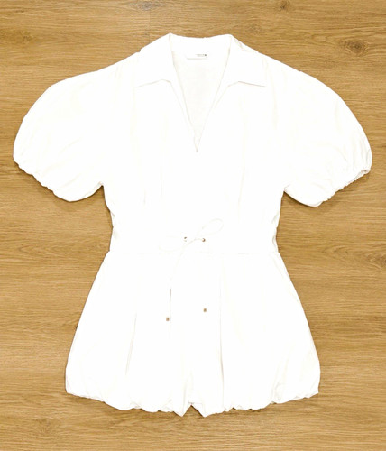 Zara white solid collared - collared, puff