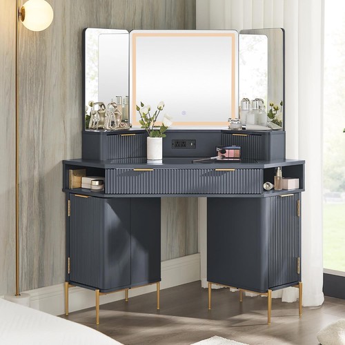 Corner vanity desk - desk, mirror