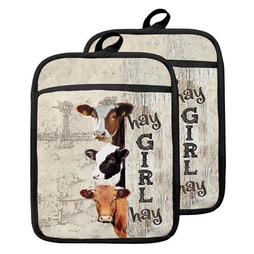 Hay girl cow - pot, holders