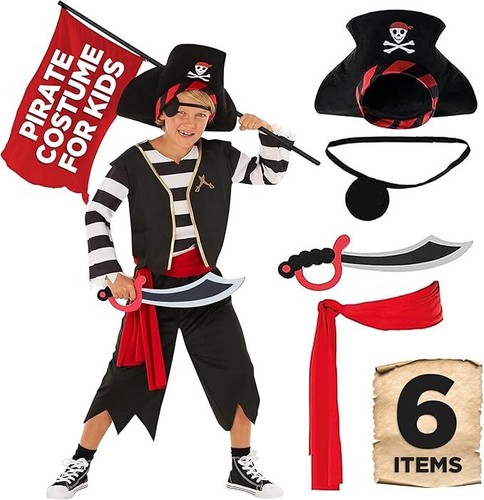 Boys black pirate costume hat - black,