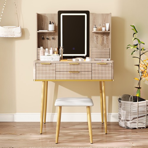 Drawer vanity desk led - 4-drawer,