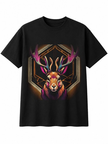 Airbrush jackalope hexagon - jackalope,