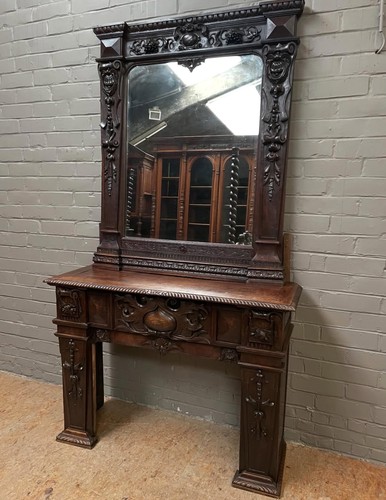 Antique belgian carved oak - carved,