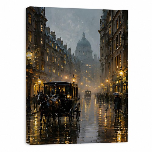 Autumn rain canvas art horse - autumn,