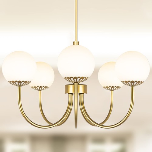 Light gold chandelier globe - 5-light, chandelier,