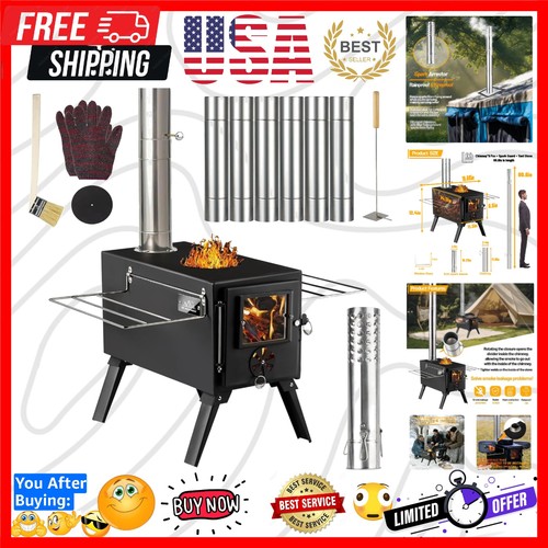 Hot tent stove wood - hot, burning