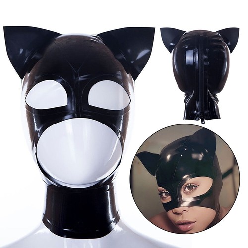 Black latex hood - hood, open