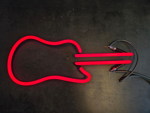 Red guitar neon sign - neon,