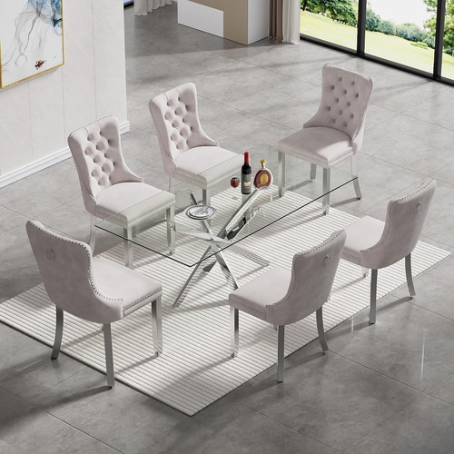 Silver glass dining room - dining,