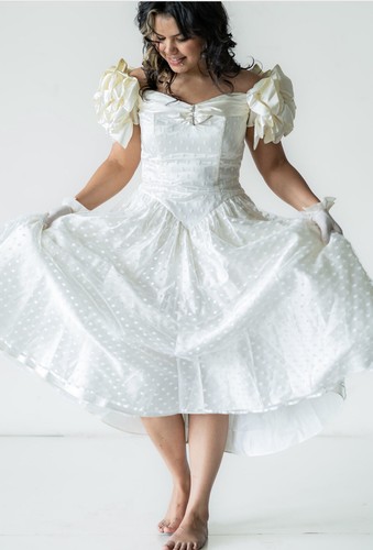 White polka dot formal - 80’s,