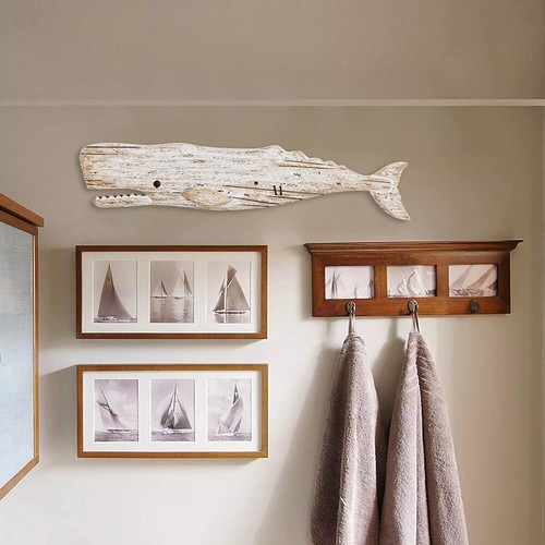 Rustic wooden nautical whale - rustic,