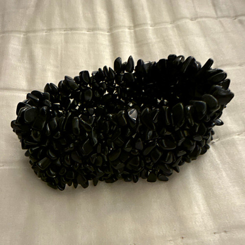 Obsidian chip bead stretch - obsidian,