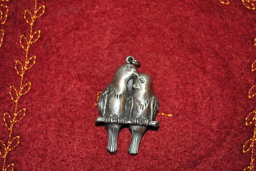 Pewter love birds necklace - pewter,