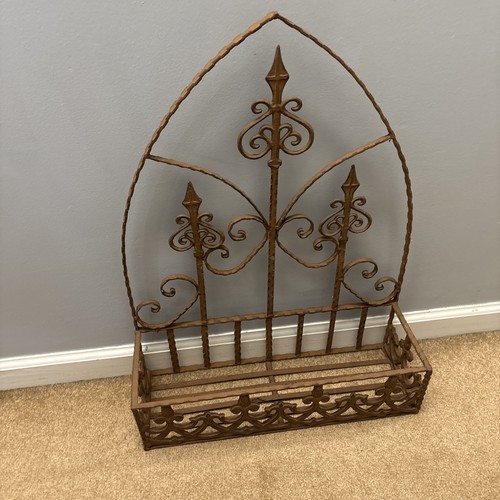 Vtg wrought iron wall shelf - iron,