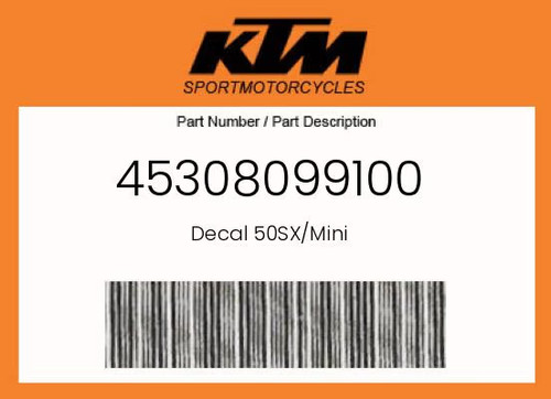 Ktm genuine decal 50sx - decal, 50sx/mini