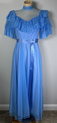Vtg dress light blue - 70's, high