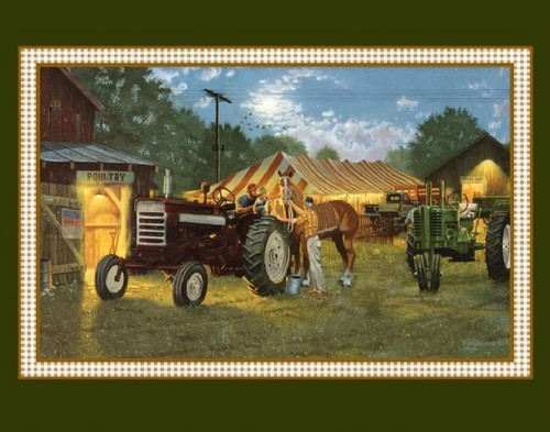 Horse power fabric quilt panel - power,
