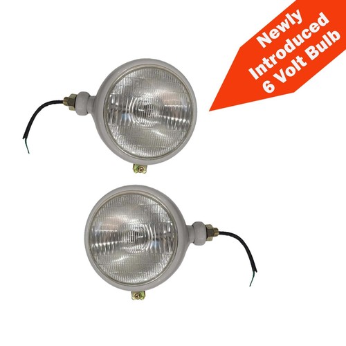 Pair grey headlight - 6v, set