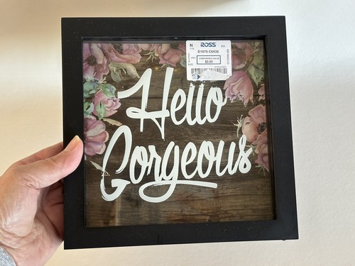 Wooden framed hello - framed, "hello
