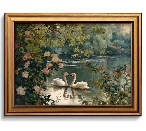 Vintage gold framed swan - vintage,