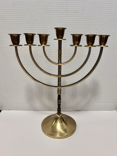 Vintage brass hanukkah menorah - brass,