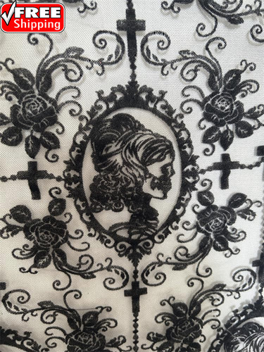 Inch lace fabric soft black - 55,