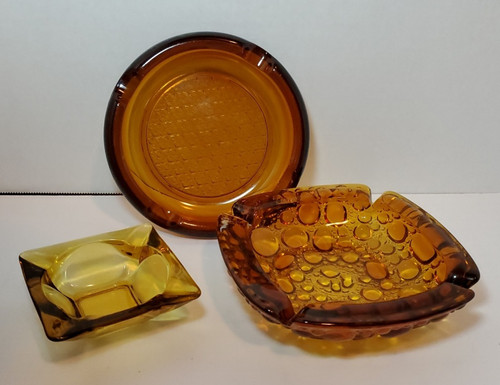 Mcm ashtrays amber glass - ashtrays,