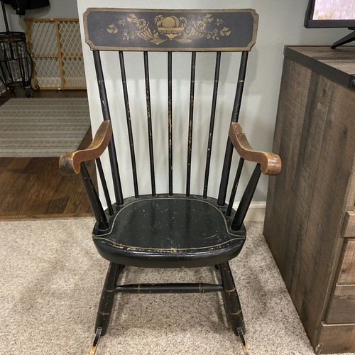 Vintage black wooden rocking - vintage,