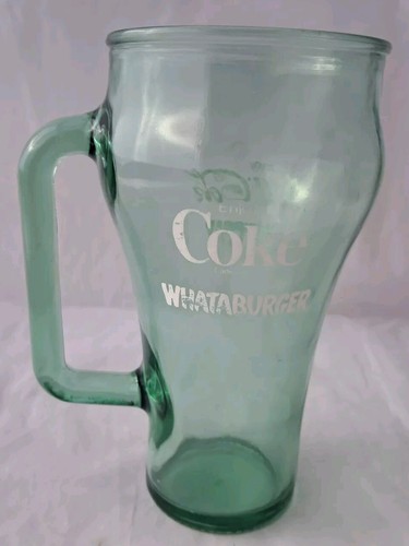 Green glass coke mug coca - mug, cola
